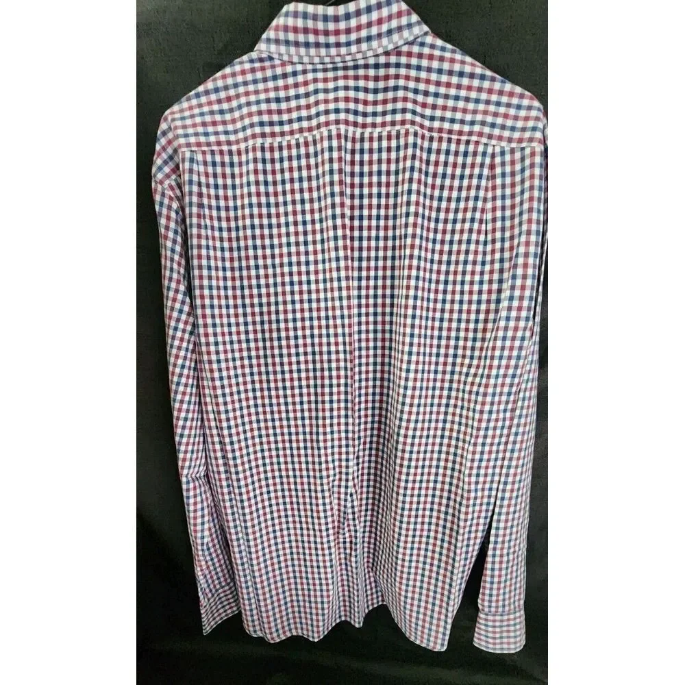 J Crew Size XL Slim Fit Long Sleeve Button Down Checked Red Blue Shirt Flex Wash